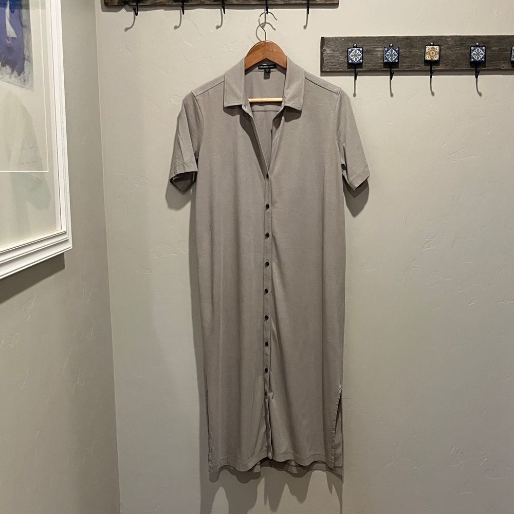 James Perse Taupe Button Down Shirt Dress